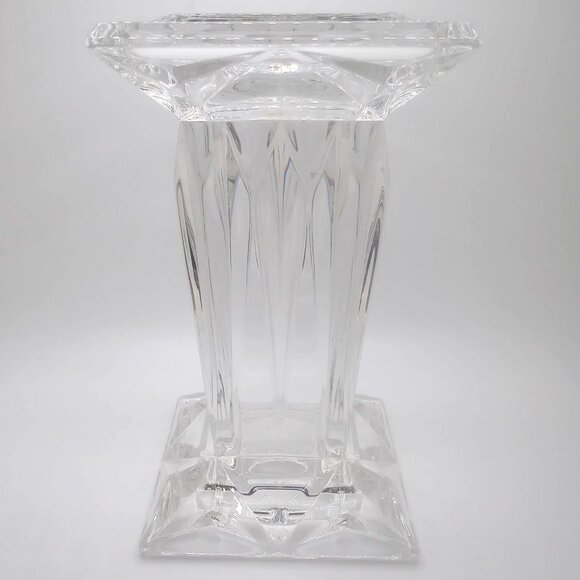 Quad Prism Candle Holder Vase Pillar Pedestal Reversible Clear Crystal 7" Vase - Picture 1 of 10